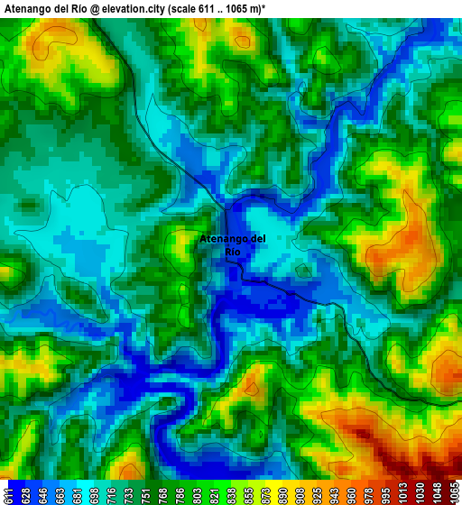 Atenango del Río elevation map