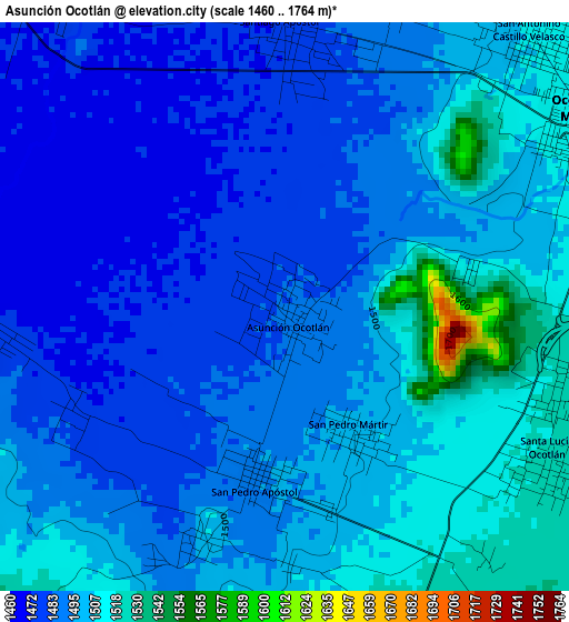 Asunción Ocotlán elevation map