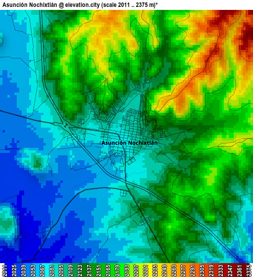 Asunción Nochixtlán elevation map