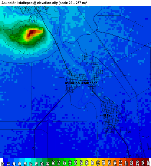 Asunción Ixtaltepec elevation map