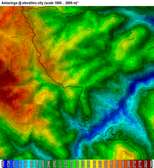 Astacinga elevation map