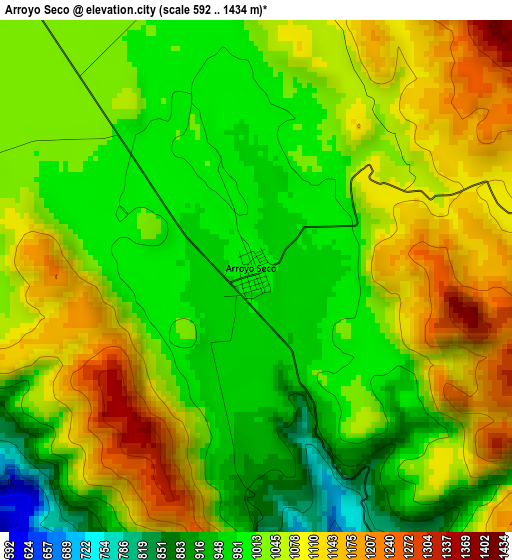 Arroyo Seco elevation map