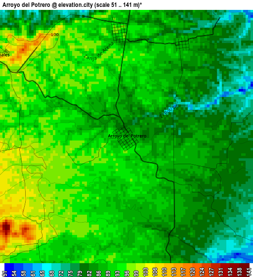 Arroyo del Potrero elevation map