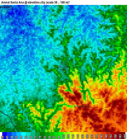 Arenal Santa Ana elevation map