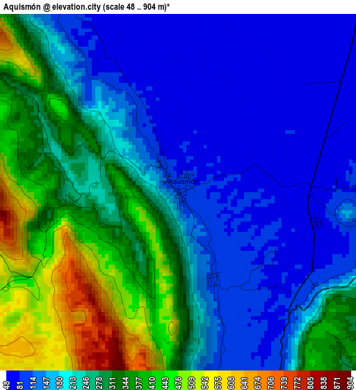 Aquismón elevation map