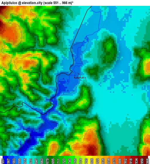 Apipilulco elevation map