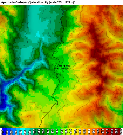 Apaxtla de Castrejón elevation map