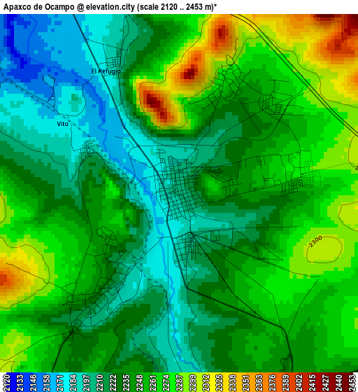 Apaxco de Ocampo elevation map