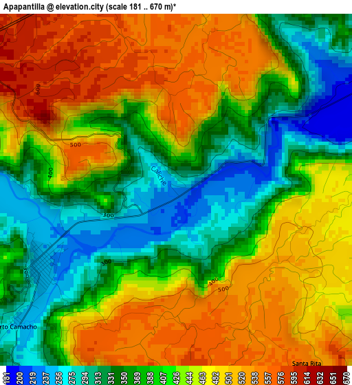 Apapantilla elevation map