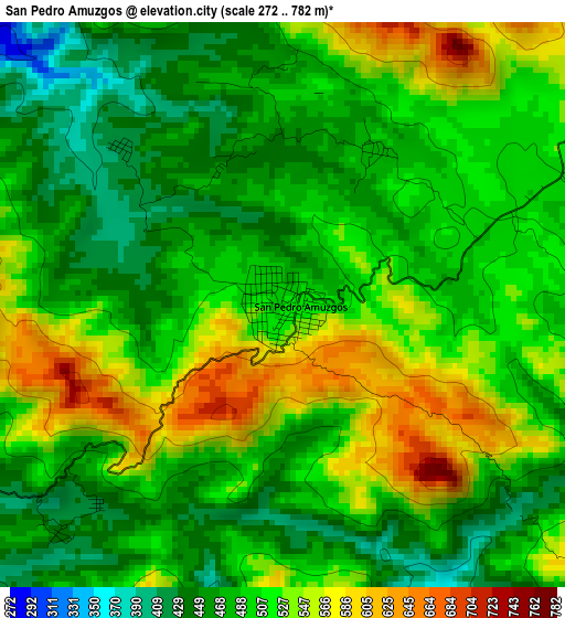 San Pedro Amuzgos elevation map