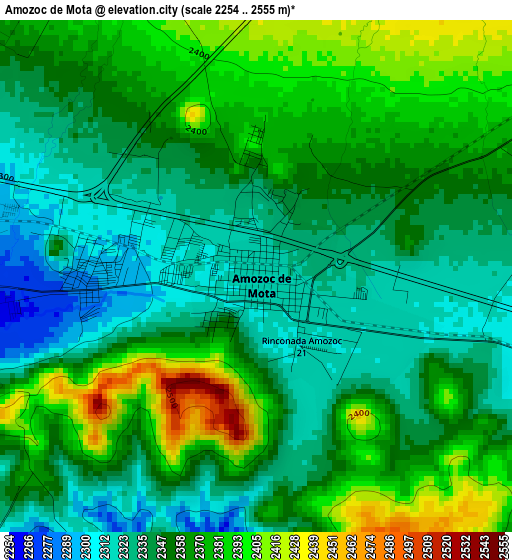 Amozoc de Mota elevation map