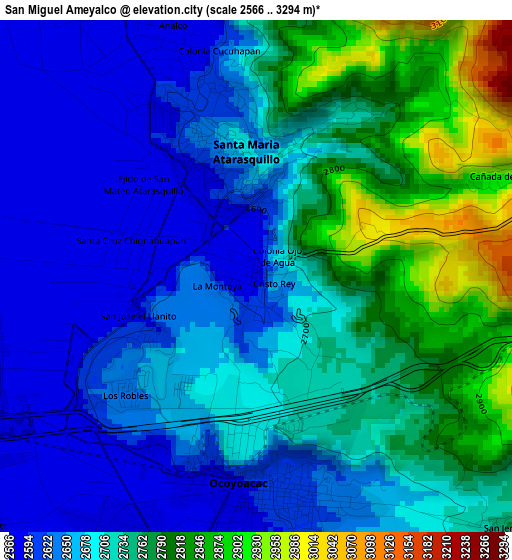 San Miguel Ameyalco elevation map