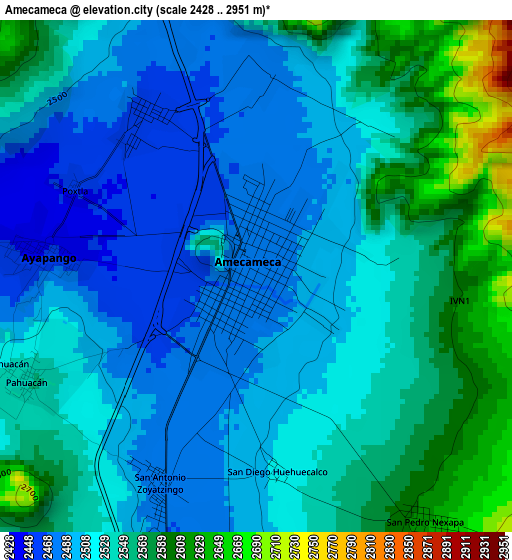Amecameca elevation map