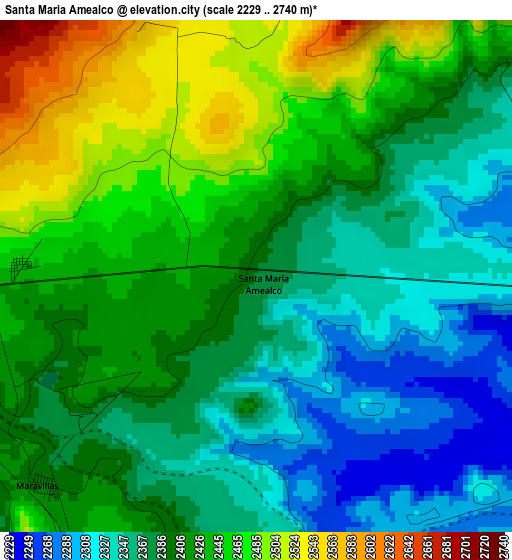 Santa Maria Amealco elevation map