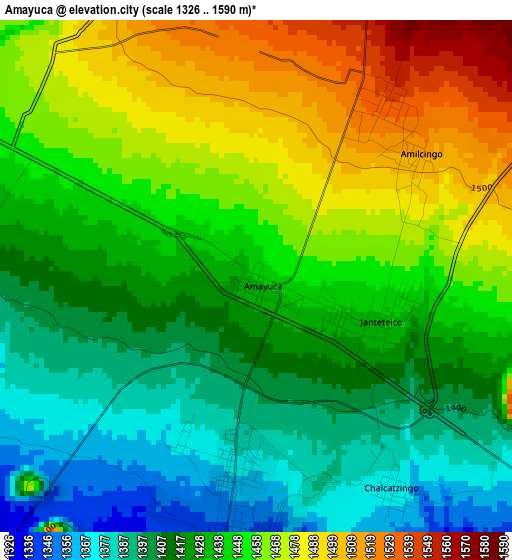 Amayuca elevation map