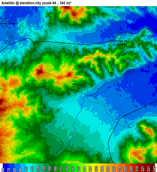 Amatlán elevation map