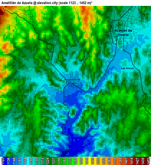 Amatitlán de Azueta elevation map