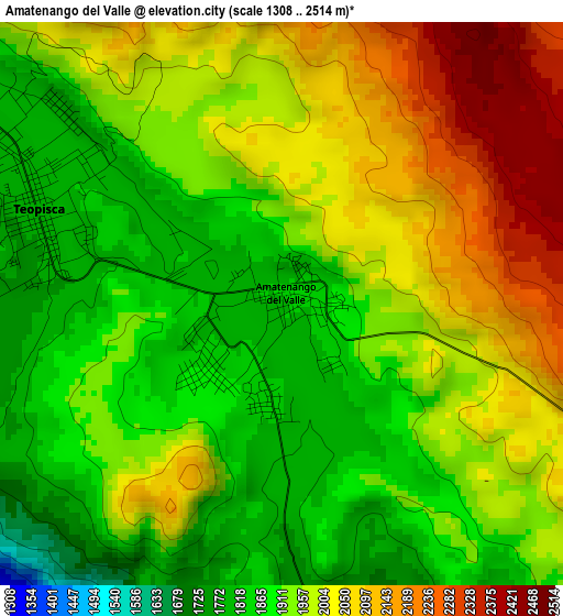 Amatenango del Valle elevation map