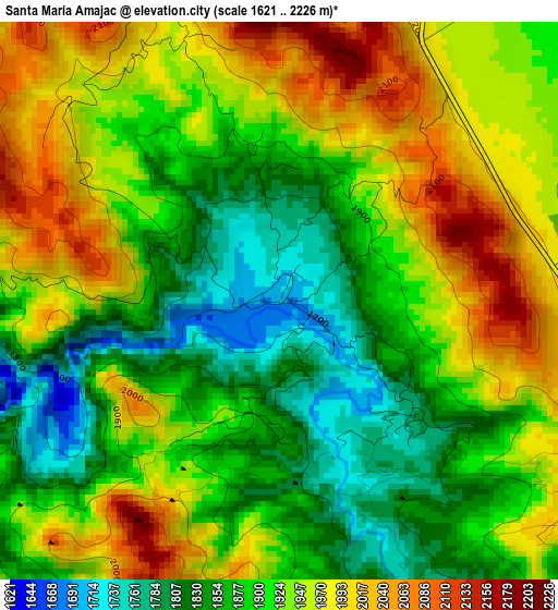 Santa María Amajac elevation map