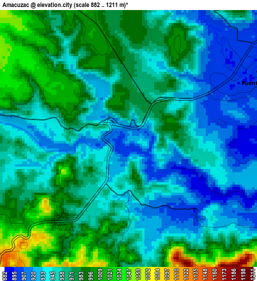 Amacuzac elevation map