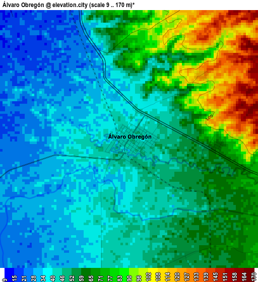 Álvaro Obregón elevation map