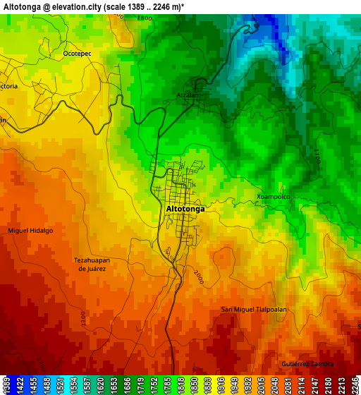 Altotonga elevation map