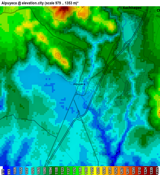 Alpuyeca elevation map