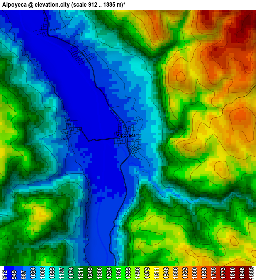 Alpoyeca elevation map