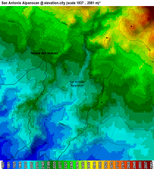 San Antonio Alpanocan elevation map
