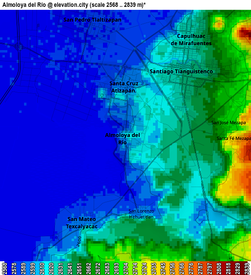 Almoloya del Río elevation map