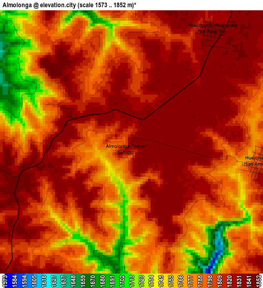 Almolonga elevation map