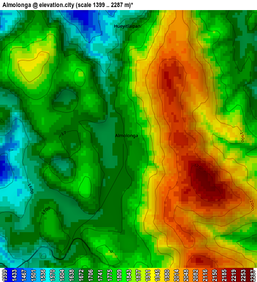 Almolonga elevation map