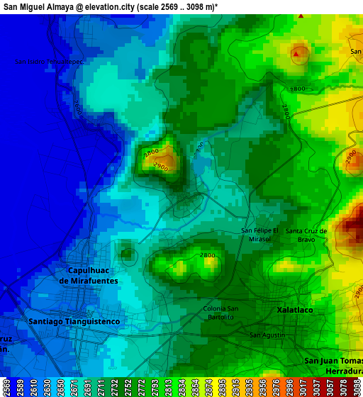 San Miguel Almaya elevation map