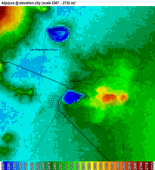 Aljojuca elevation map