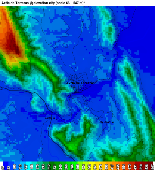 Axtla de Terrazas elevation map