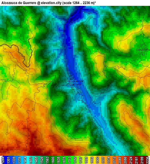 Alcozauca de Guerrero elevation map