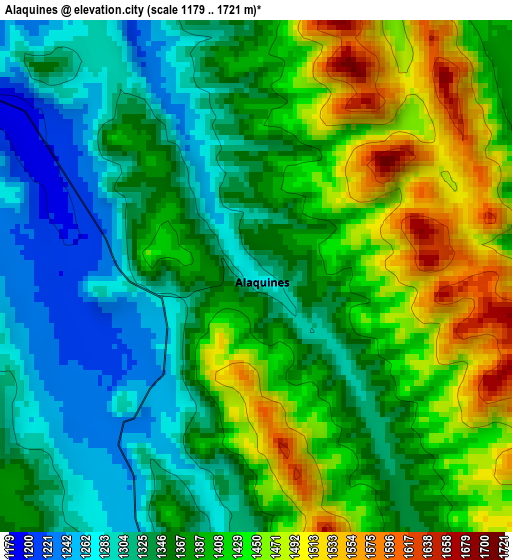 Alaquines elevation map