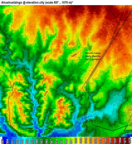 Ahuehuetzingo elevation map