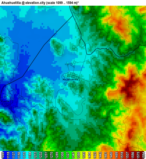 Ahuehuetitla elevation map