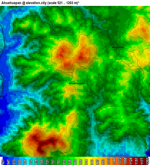 Ahuehuepan elevation map