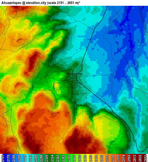 Ahuazotepec elevation map