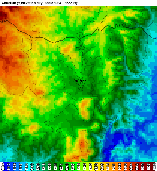 Ahuatlán elevation map