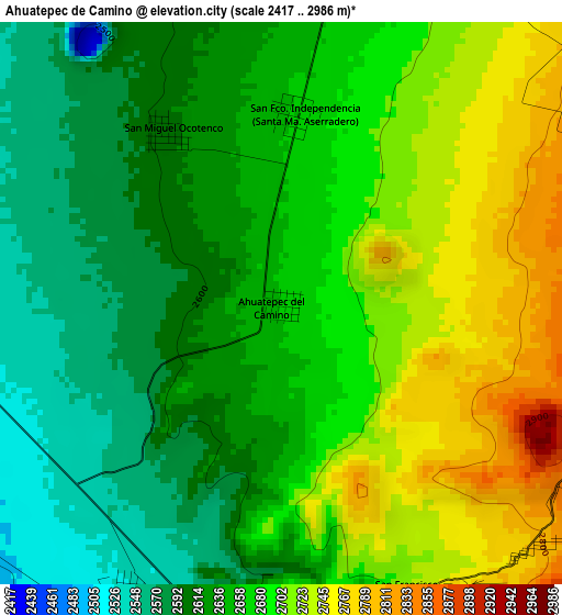 Ahuatepec de Camino elevation map