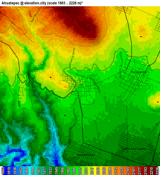 Ahuatepec elevation map