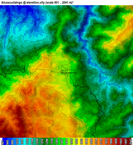 Ahuacuotzingo elevation map