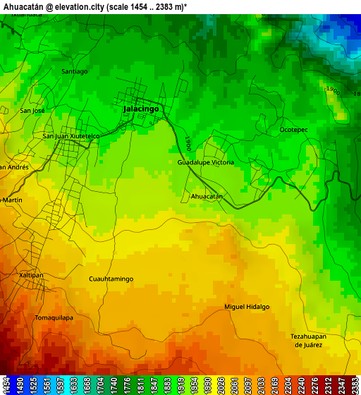 Ahuacatán elevation map