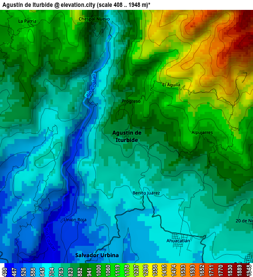 Agustín de Iturbide elevation map