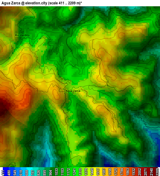 Agua Zarca elevation map