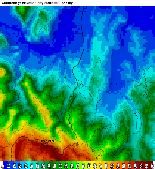 Ahuateno elevation map