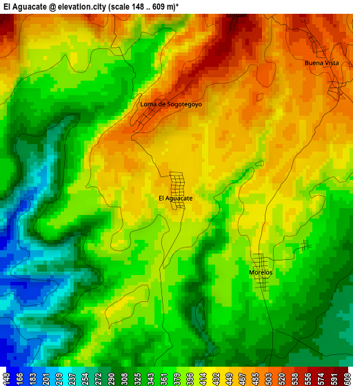 El Aguacate elevation map